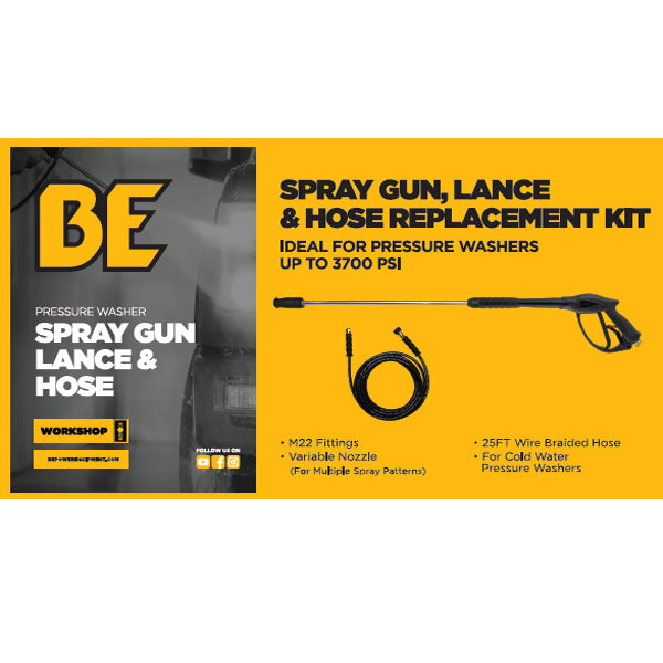 Gun, Lance & Hose Kit - Petrol 5HP - 7HP up to 3700 PSI (M22 fittings)