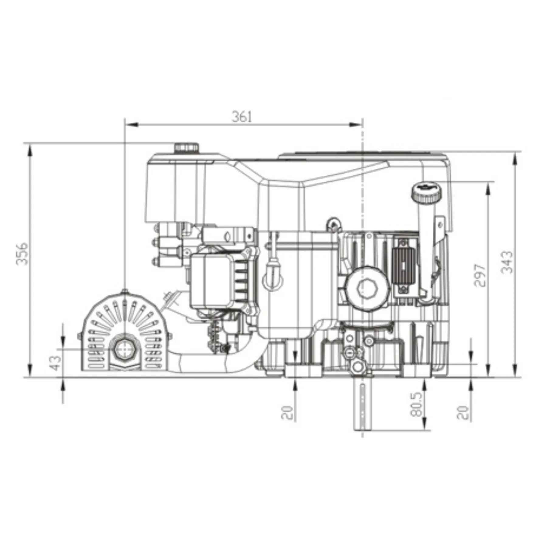 Loncin 25HP V-Twin engine with Muffler & Fuel Pump (LC2P80F)